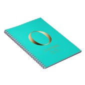 Gepersonaliseerd goudmonogram | Licht Blauwgroen Notitieboek (Rechterzijde)