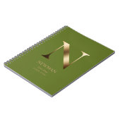 Gepersonaliseerd goudmonogram | Olijfgroen Notitieboek (Linkerzijde)