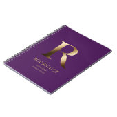 Gepersonaliseerd goudmonogram | Paars Notitieboek (Linkerzijde)