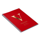Gepersonaliseerd goudmonogram | Red Notitieboek (Rechterzijde)