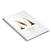 Gepersonaliseerd goudmonogram | Wit Notitieboek (Rechterzijde)