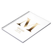 Gepersonaliseerd goudmonogram | Wit Notitieboek (Linkerzijde)