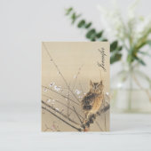Gepersonaliseerd Goun Owl Early Plum Blossom Briefkaart (Staand voorkant)