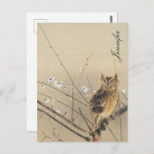 Gepersonaliseerd Goun Owl Early Plum Blossom Briefkaart (Voorkant / Achterkant)