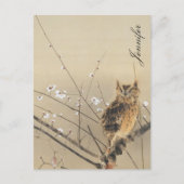 Gepersonaliseerd Goun Owl Early Plum Blossom Briefkaart (Voorkant)