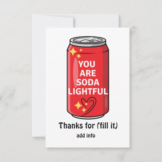Gepersonaliseerd grappig dat je soda Lightful Cart Bedankkaart (Voorkant)