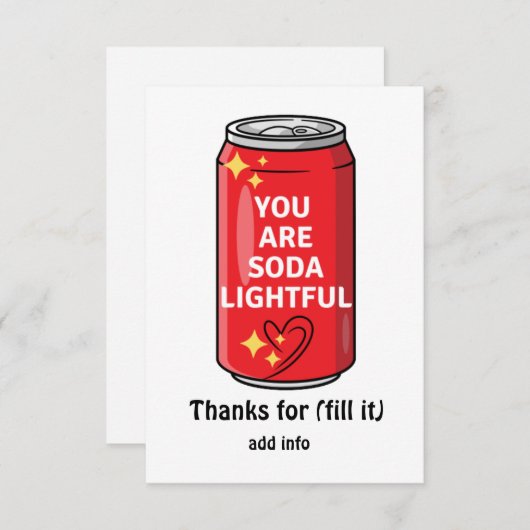 Gepersonaliseerd grappig dat je soda Lightful Cart Bedankkaart (Voorkant / Achterkant)
