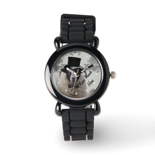 Gepersonaliseerd grappig schapenkarakter horloge (Voorkant)