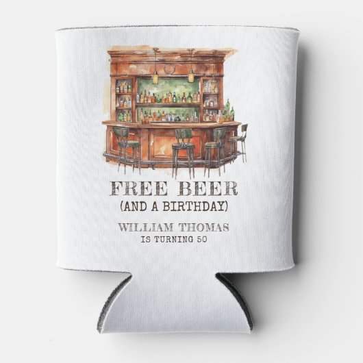 Gepersonaliseerd gratis bier Volwassen Verjaardag  Blikjeskoeler (Voorkant)
