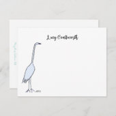 Gepersonaliseerd Great Blue Heron Boho Bird Artwor Notitiekaartje (Voorkant / Achterkant)
