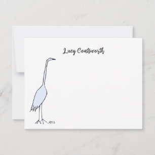Gepersonaliseerd Great Blue Heron Boho Bird Artwor Notitiekaartje