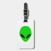 gepersonaliseerd Green Alien Head Bagagelabel (Voorkant verticaal)