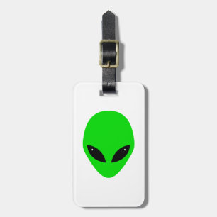 gepersonaliseerd Green Alien Head Bagagelabel