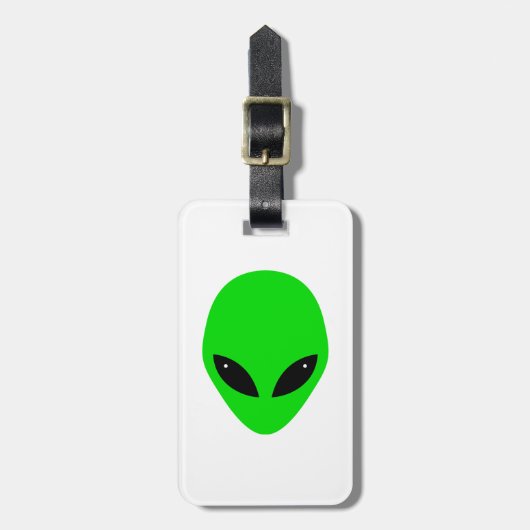 gepersonaliseerd Green Alien Head Bagagelabel (Voorkant verticaal)