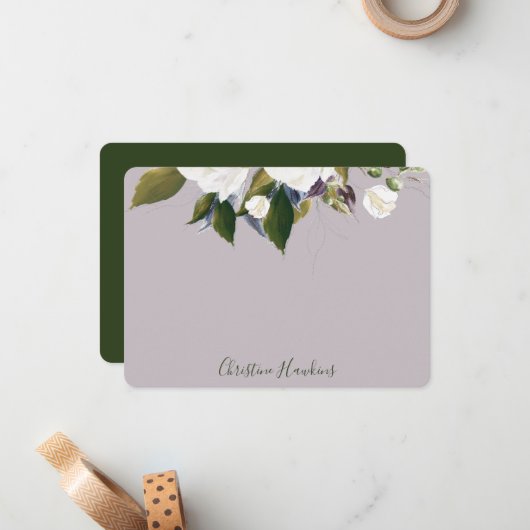 Gepersonaliseerd Griekenland laat Waterverf Paars Notitiekaartje (Voorkant / Achterkant in situ)