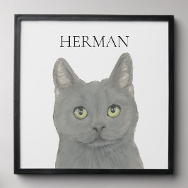 Gepersonaliseerd grijs Chartreux kattenportret Pel En Plak Fototegel