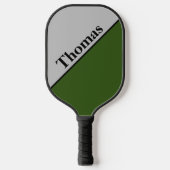 Gepersonaliseerd grijs en bosgroen pickleball paddle (Voorkant)