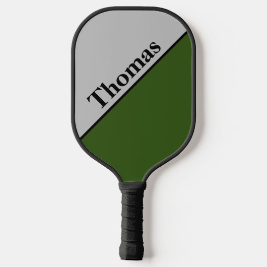 Gepersonaliseerd grijs en bosgroen pickleball paddle (Achterkant)