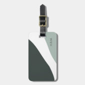 Gepersonaliseerd grijs en groen kleurenblok bagagelabel (Voorkant verticaal)