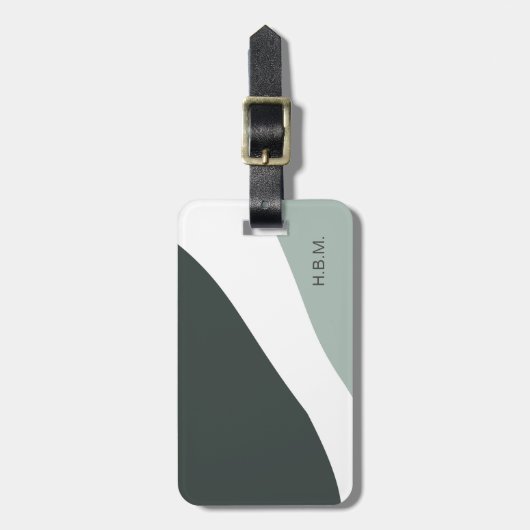 Gepersonaliseerd grijs en groen kleurenblok bagagelabel (Voorkant verticaal)