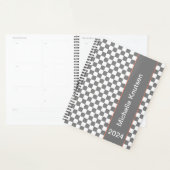 Gepersonaliseerd grijs en wit Geruit 2024 Planner (Display)