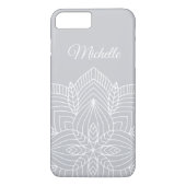 Gepersonaliseerd grijs en wit Mandala Case-Mate iPhone Case (Achterkant)