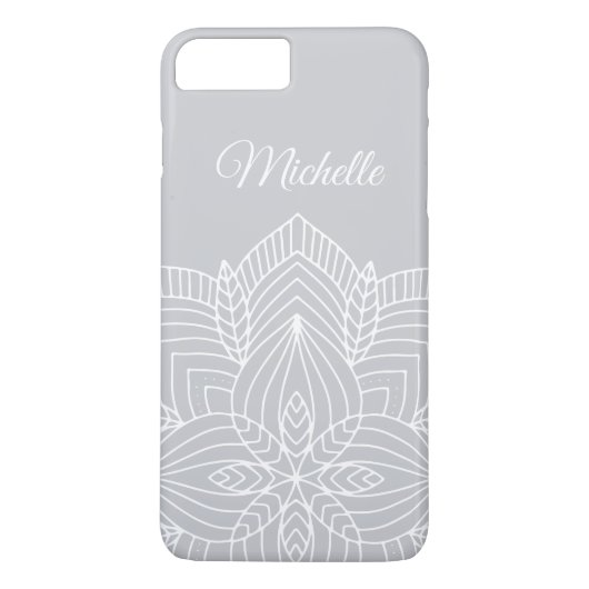 Gepersonaliseerd grijs en wit Mandala Case-Mate iPhone Case (Achterkant)