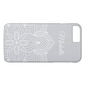 Gepersonaliseerd grijs en wit Mandala Case-Mate iPhone Case (Achterkant (Horizontaal))