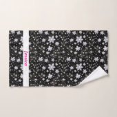 Gepersonaliseerd grijs en zwart bloemenpatroon handdoek (Handdoek)