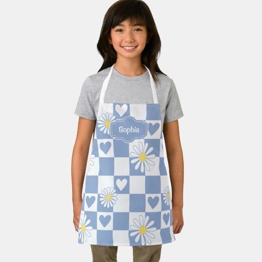 Gepersonaliseerd grijs geruit Schort (Insitu)