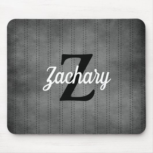 Gepersonaliseerd grijs instripe monogram muismat (Voorkant)