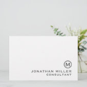 Gepersonaliseerd grijs klassieke monogram briefpapier (Staand voorkant)