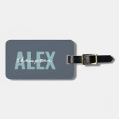 Gepersonaliseerd grijs monogram bagagelabel (Voorkant horizontaal)