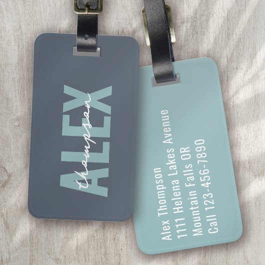 Gepersonaliseerd grijs monogram bagagelabel