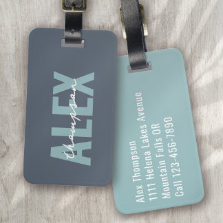 Gepersonaliseerd grijs monogram bagagelabel