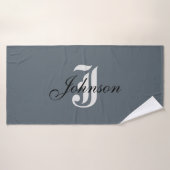 Gepersonaliseerd grijs wit elegant monogram badhanddoek (Badhanddoek)