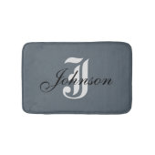 Gepersonaliseerd grijs wit elegant monogram badmat (Voorkant)