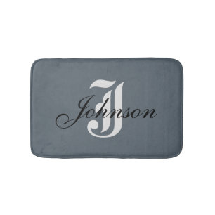 Gepersonaliseerd grijs wit elegant monogram badmat