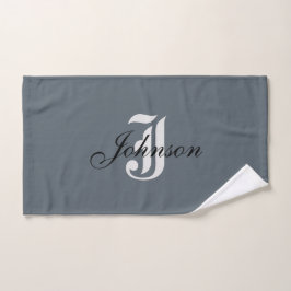 Gepersonaliseerd grijs wit elegant monogram handdoek