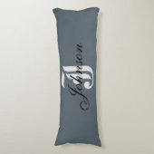 Gepersonaliseerd grijs wit elegant monogram lichaamskussen (Voorkant Verticaal)