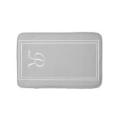 Gepersonaliseerd grijs wit gestreept monogram badmat (Voorkant)