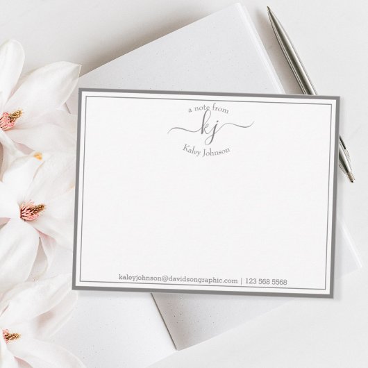 Gepersonaliseerd grijs wit van het bureau van nota bedankkaart
