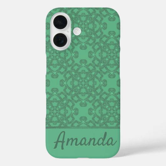 Gepersonaliseerd grijsgroen patroon Case-Mate iPhone case (Achterkant)