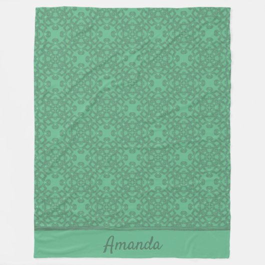 Gepersonaliseerd grijsgroen patroon fleece deken (Voorkant)