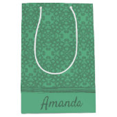 Gepersonaliseerd grijsgroen patroon medium cadeauzakje (Voorkant)