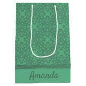 Gepersonaliseerd grijsgroen patroon medium cadeauzakje (Achterkant)