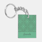 Gepersonaliseerd grijsgroen patroon sleutelhanger (Voorkant Links)