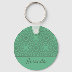 Gepersonaliseerd grijsgroen patroon sleutelhanger