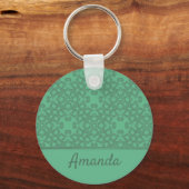Gepersonaliseerd grijsgroen patroon sleutelhanger (Voorkant)