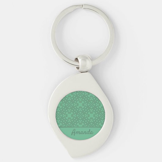 Gepersonaliseerd grijsgroen patroon sleutelhanger (Voorkant)
